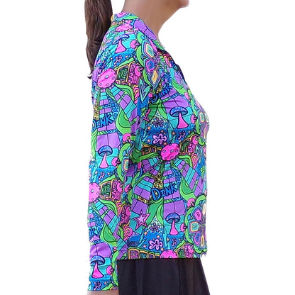 Pickleball Bella  Groovy Quarter Zip Long Sleeve Shirt | Pickleball Sports Quality